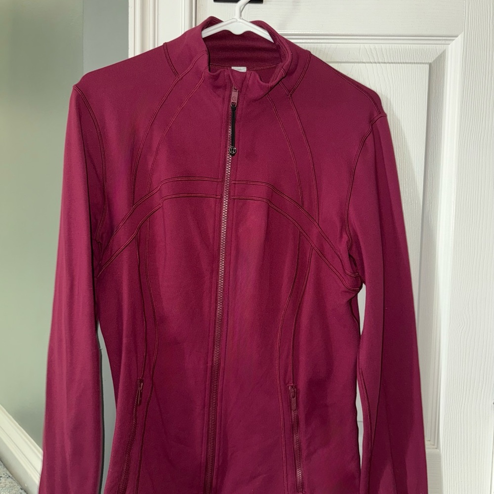 Lululemon Athletica Red Fitted Jacket with Zipper and Stand-Up Collar
